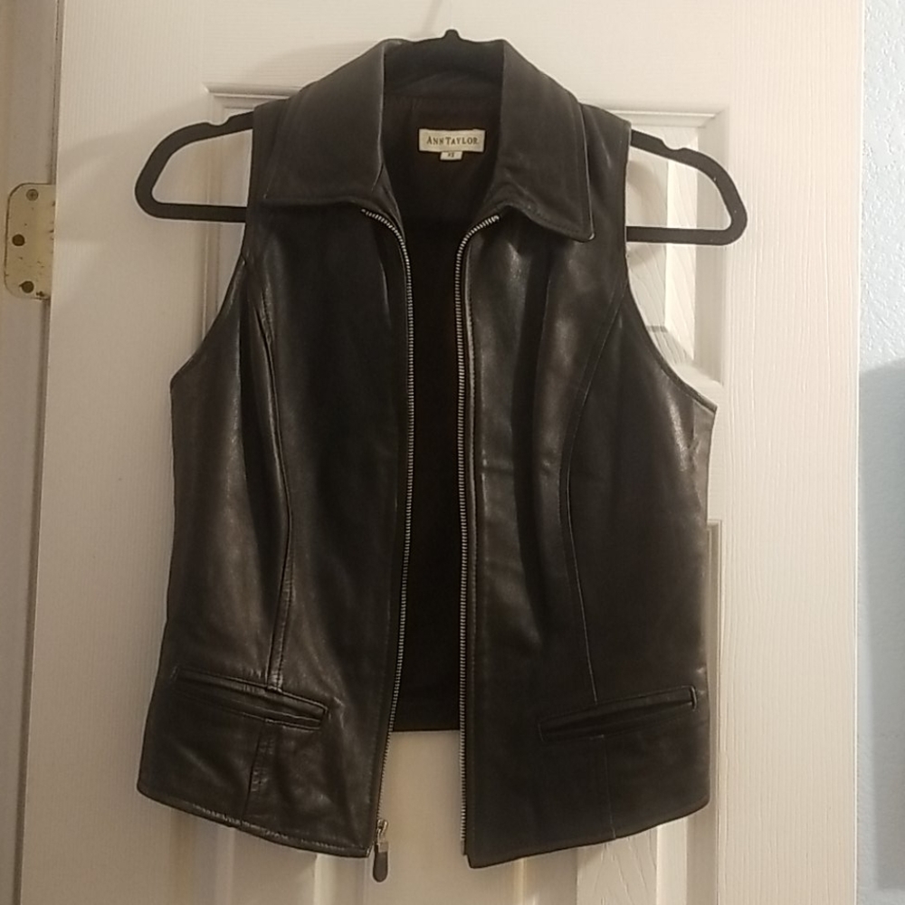 Vest, Black Leather Ann Taylor XS